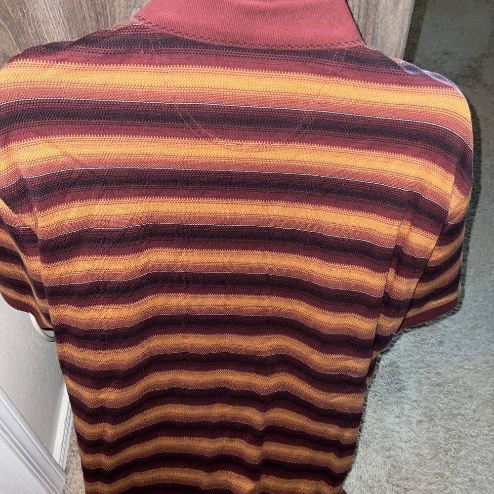 Men’s used Izod Golf polo shirt size XL striped brown yellow cotton - Picture 3 of 3